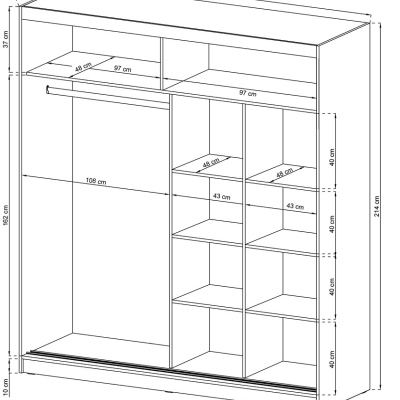 WESTON gardróbszekrény 200 cm - fehér