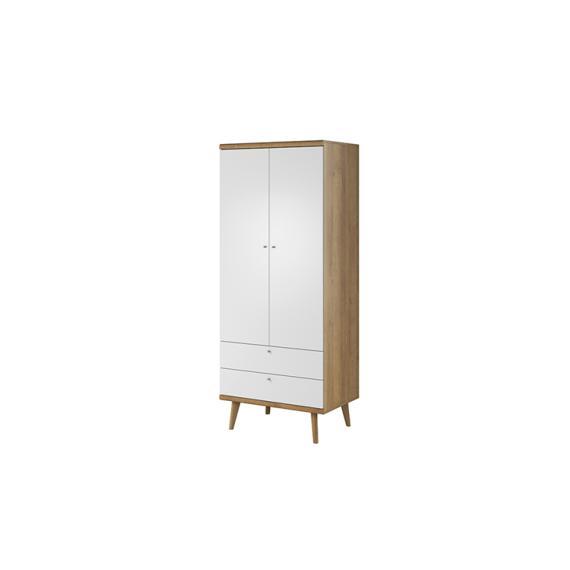PAVLIS fiókos szekrény - szélesség 80 cm, riviéra tölgy / fehér