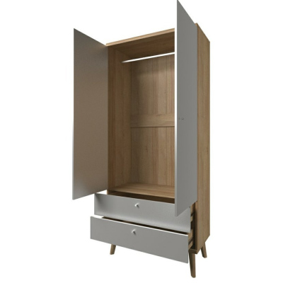 PAVLIS fiókos szekrény - szélesség 80 cm, riviéra tölgy / fehér