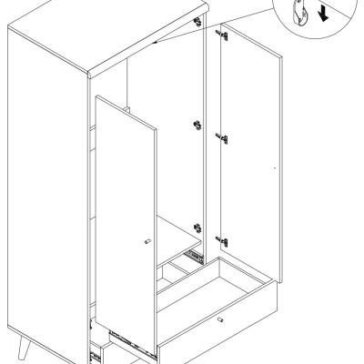 PAVLIS fiókos szekrény - szélesség 80 cm, riviéra tölgy / fehér