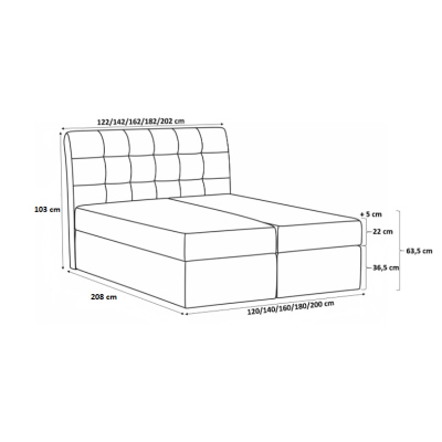 MARGITA kontinentális ágy 200x200 - barna + INGYENES topper