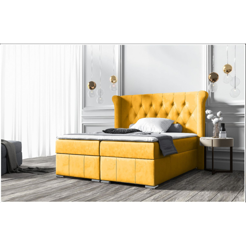 MAXIMO elegáns ágy 180x200 - sárga + INGYENES topper