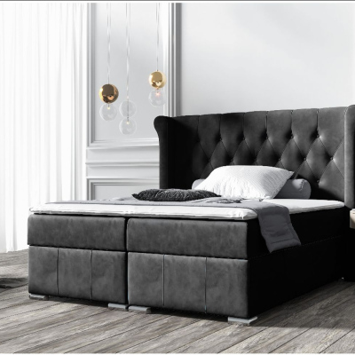 MAXIMO elegáns kárpitozott ágy 180x200 - fekete + INGYENES topper