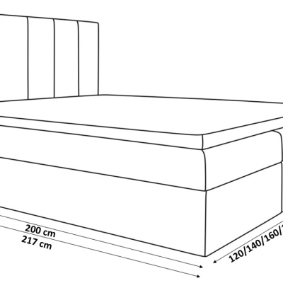 Kaspis kontinentális ágy 140, szürke + ingyenes topper