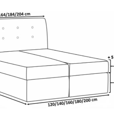 Giulio stílusos fekete kontinentális ágy, 200x200 + ingyenes topper