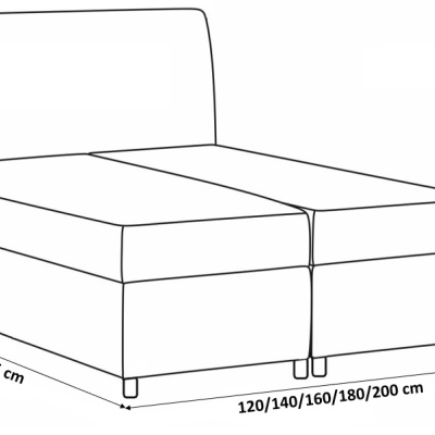 LUCA boxspring ágy 120x200 - szürke + INGYENES topper