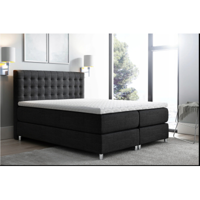 LUCA boxspring ágy 200x200 - fekete + INGYENES topper