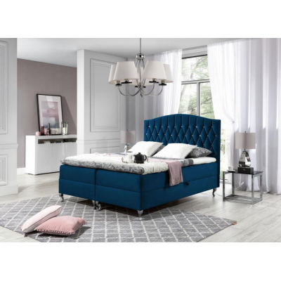 PEGGY elegáns ágy 140x200 - kék + INGYENES topper