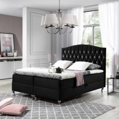 PEGGY elegáns ágy 180x200 - fekete + INGYENES topper