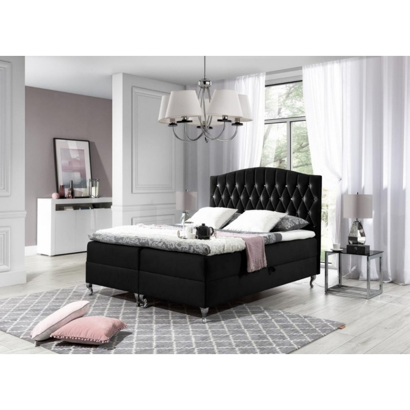 PEGGY elegáns ágy 180x200 - fekete + INGYENES topper