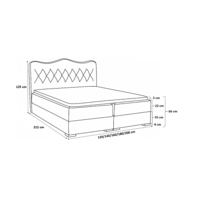 Sultán luxus kontinentális ágy, fekete ökobőr, 200 x 200 + ingyenes topper