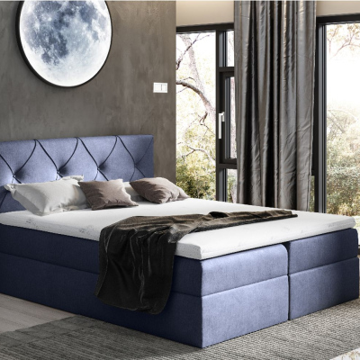 CARMEN elegáns kontinentális ágy 120x200 - kék + INGYENES topper