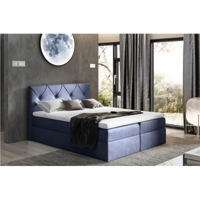 CARMEN elegáns kontinentális ágy 120x200 - kék + INGYENES topper
