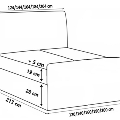 CARMEN LUX kontinentális ágy 120x200 - mustársárga + INGYENES topper