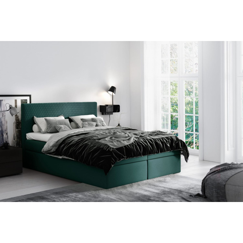 Alessio modern kárpitozott ágy tárolóval zöld 160 + ingyenes topper