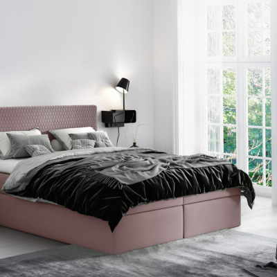 Alessio modern kárpitozott ágy tárolóval, rózsaszín, 180 + ingyenes topper