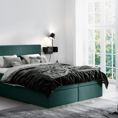 Alessio modern kárpitozott ágy tárolóval, zöld, 180 + ingyenes topper