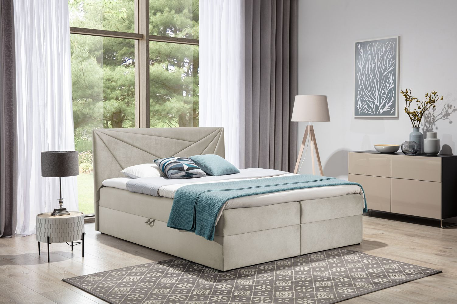 IVANA 5 boxspring ágy 180x200 - bézs + INGYENES topper