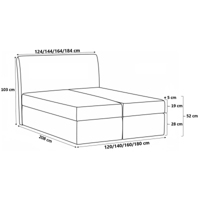 IVANA 5 boxspring ágy 180x200 - bézs + INGYENES topper