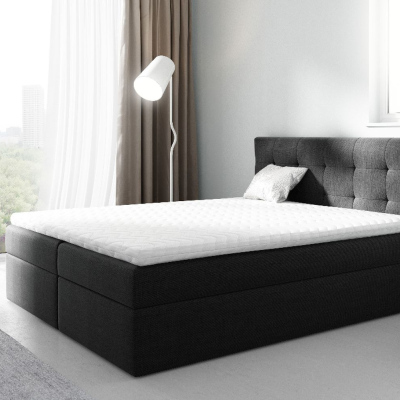 IVANA 2 kárpitozott boxspring ágy 140x200 - fekete + INGYENES topper