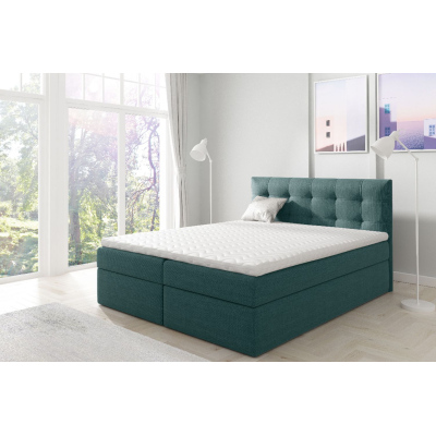 IVANA 1 kárpitozott boxspring ágy 120x200 - kék + INGYENES topper