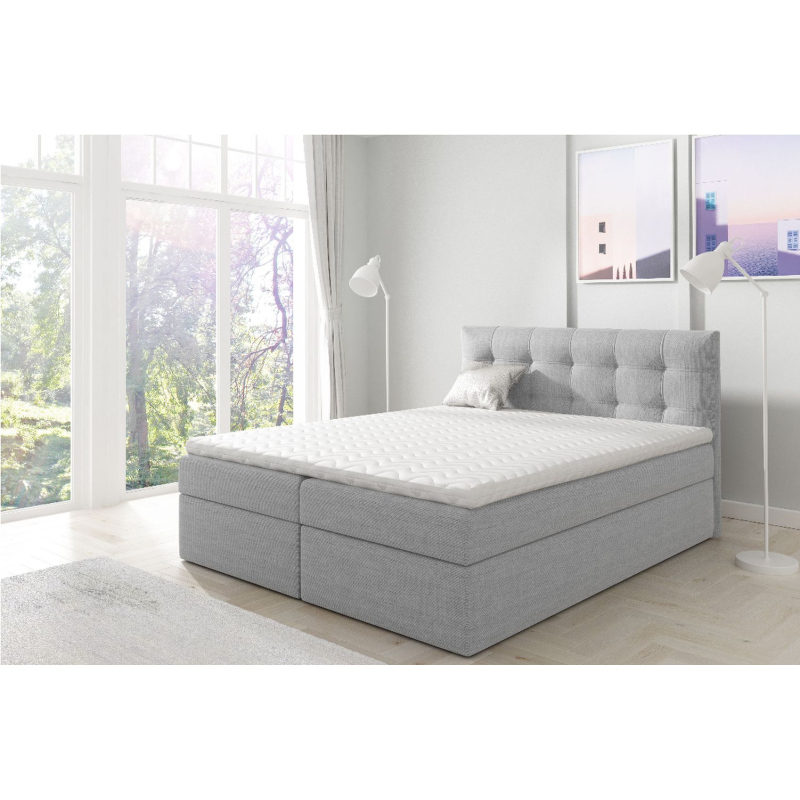 IVANA 1 kárpitozott boxspring ágy 120x200 - szürke + INGYENES topper