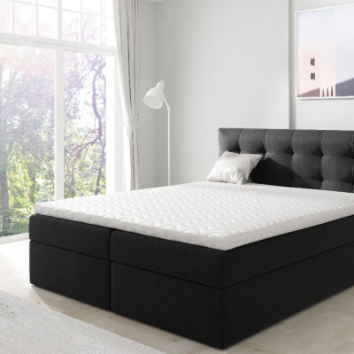 IVANA 1 kárpitozott boxspring ágy 120x200 - fekete + INGYENES topper