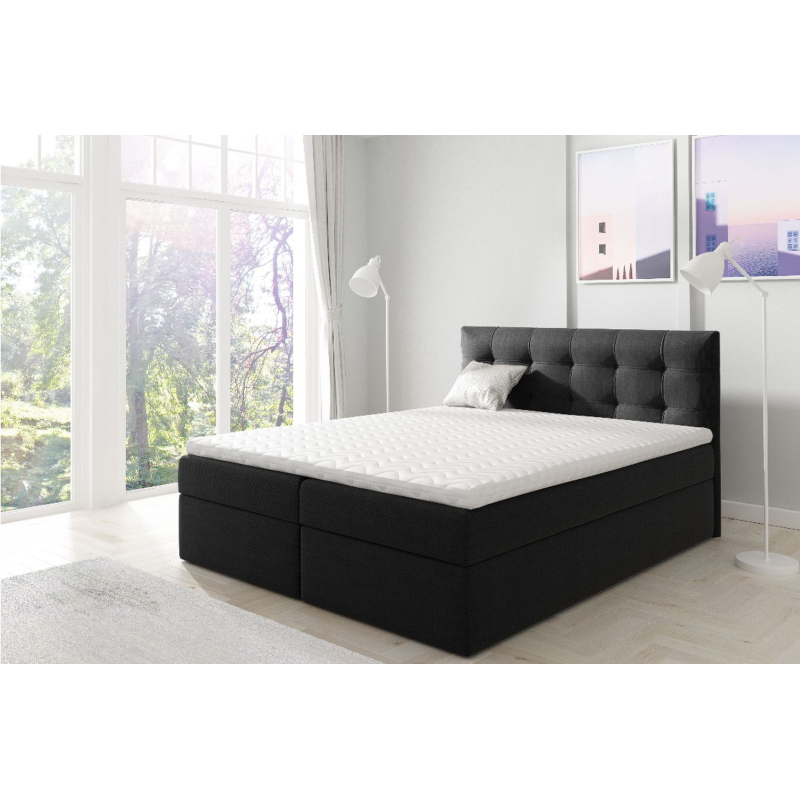 IVANA 1 kárpitozott boxspring ágy 120x200 - fekete + INGYENES topper