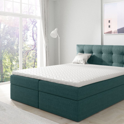 IVANA 1 kárpitozott boxspring ágy 140x200 - kék + INGYENES topper