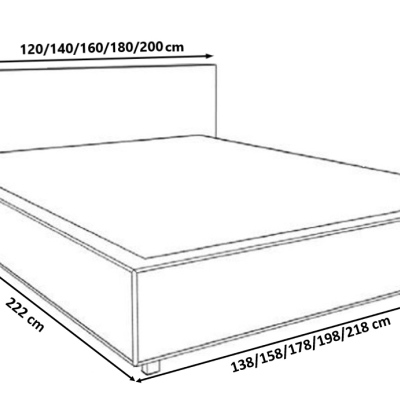 ALISHA kárpitozott ágy párnázott fejtámlával 200x200 - szürke