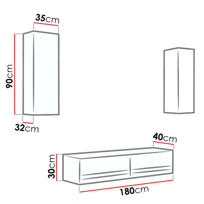 ASHTON N10 modern nappali fal - fehér / fehér fényű