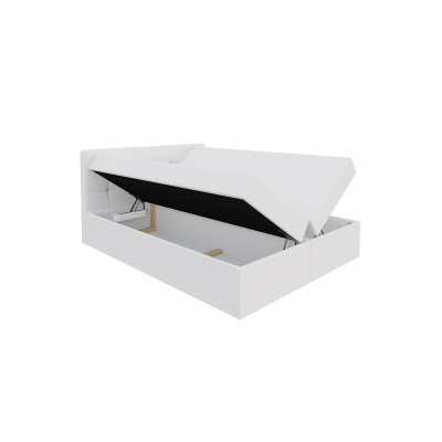 CAROLA boxspring ágy 140x200 - fehér + INGYENES topper