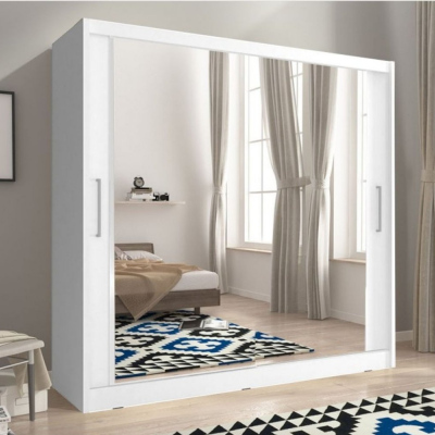 MARVAN 6 gardróbszekrény tükörrel 200 cm - fehér