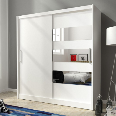 MARVAN 3 gardróbszekrény tükörrel 200 cm - fehér