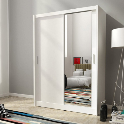 MARVAN üvegszekrény tükörrel 150 cm - fehér