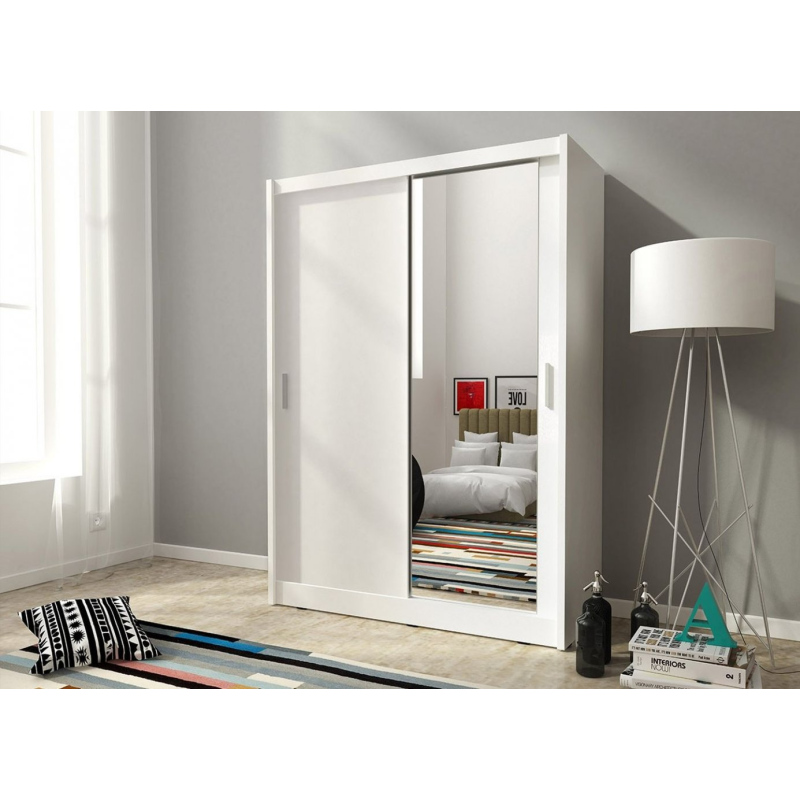 MARVAN üvegszekrény tükörrel 150 cm - fehér