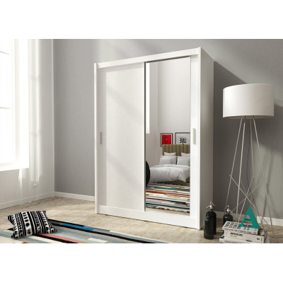 MARVAN üvegszekrény tükörrel 150 cm - fehér
