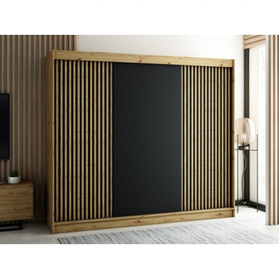 LENOX 250 praktikus gardróbszekrény - artisan tölgy / fekete