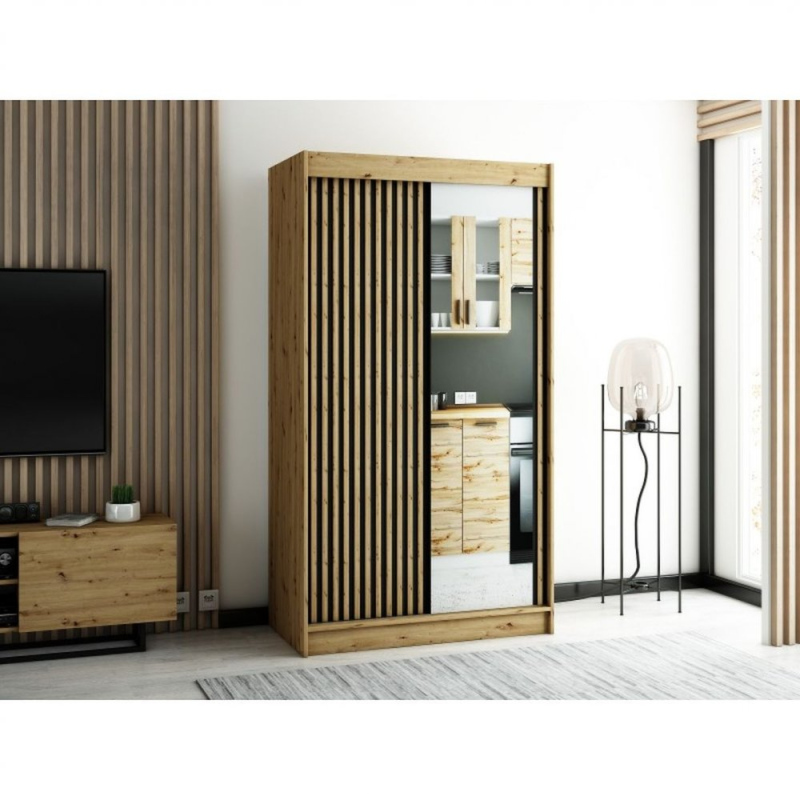 LENOX 2 120 praktikus gardróbszekrény - artisan tölgy / fekete