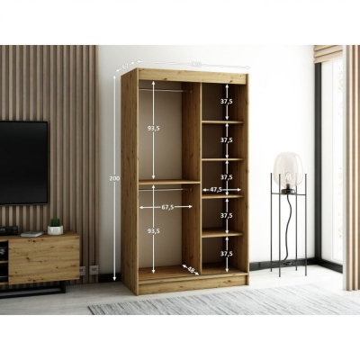 LENOX 2 120 praktikus gardróbszekrény - artisan tölgy / fekete
