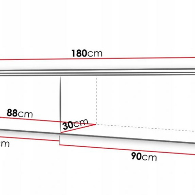 WILLA D TV-szekrény LED-világítással 180 cm - wotan tölgy