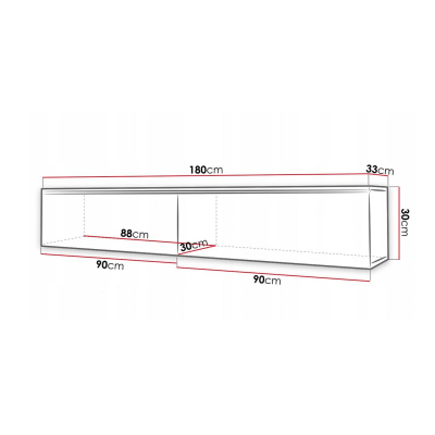 WILLA D TV-szekrény LED-világítással 180 cm - fehér