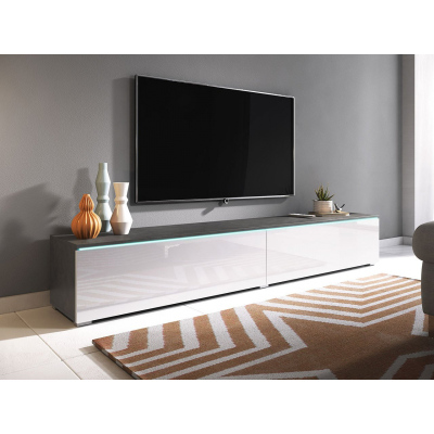 WILLA D TV-szekrény 180 cm - matera / fényes fehér