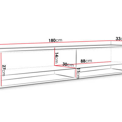 WILLA A TV-szekrény 180 cm RGB LED világítással - beton