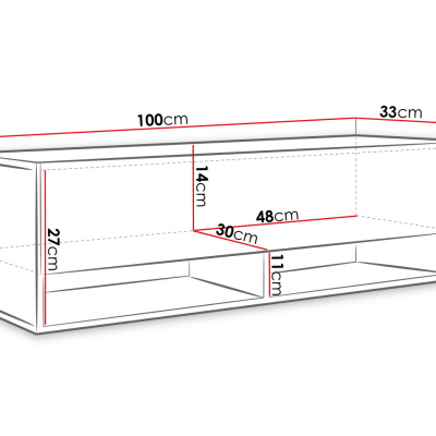 WILLA A TV-szekrény 100 cm RGB LED világítással - wotan tölgy