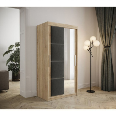 Tolóajtós gardróbszekrény 100 cm TALIA - sonoma tölgy / szürke