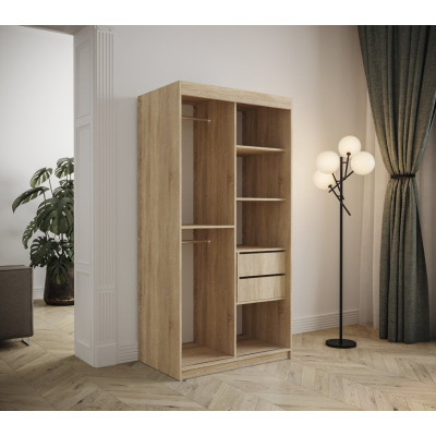 Tolóajtós gardróbszekrény 100 cm TALIA - sonoma tölgy / szürke