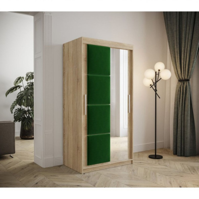 Tolóajtós gardróbszekrény 100 cm TALIA - sonoma tölgy / zöld