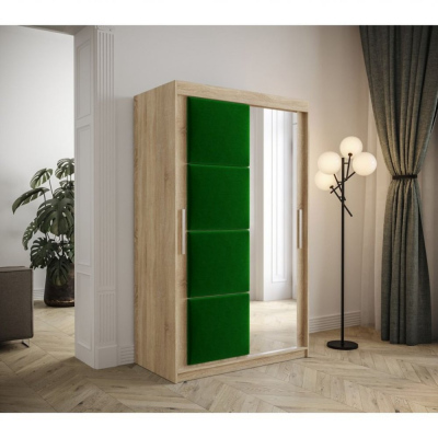 Tolóajtós gardróbszekrény 120 cm TALIA - sonoma tölgy / zöld