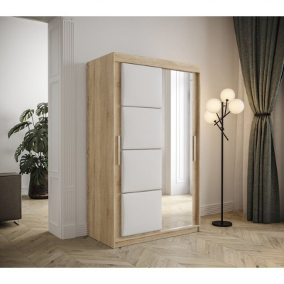 Tolóajtós gardróbszekrény 120 cm TALIA - sonoma tölgy / fehér